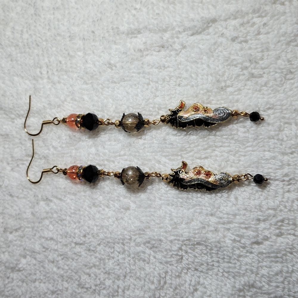 SEAHORSE EARRINGS Long dangle earrings. Handmade